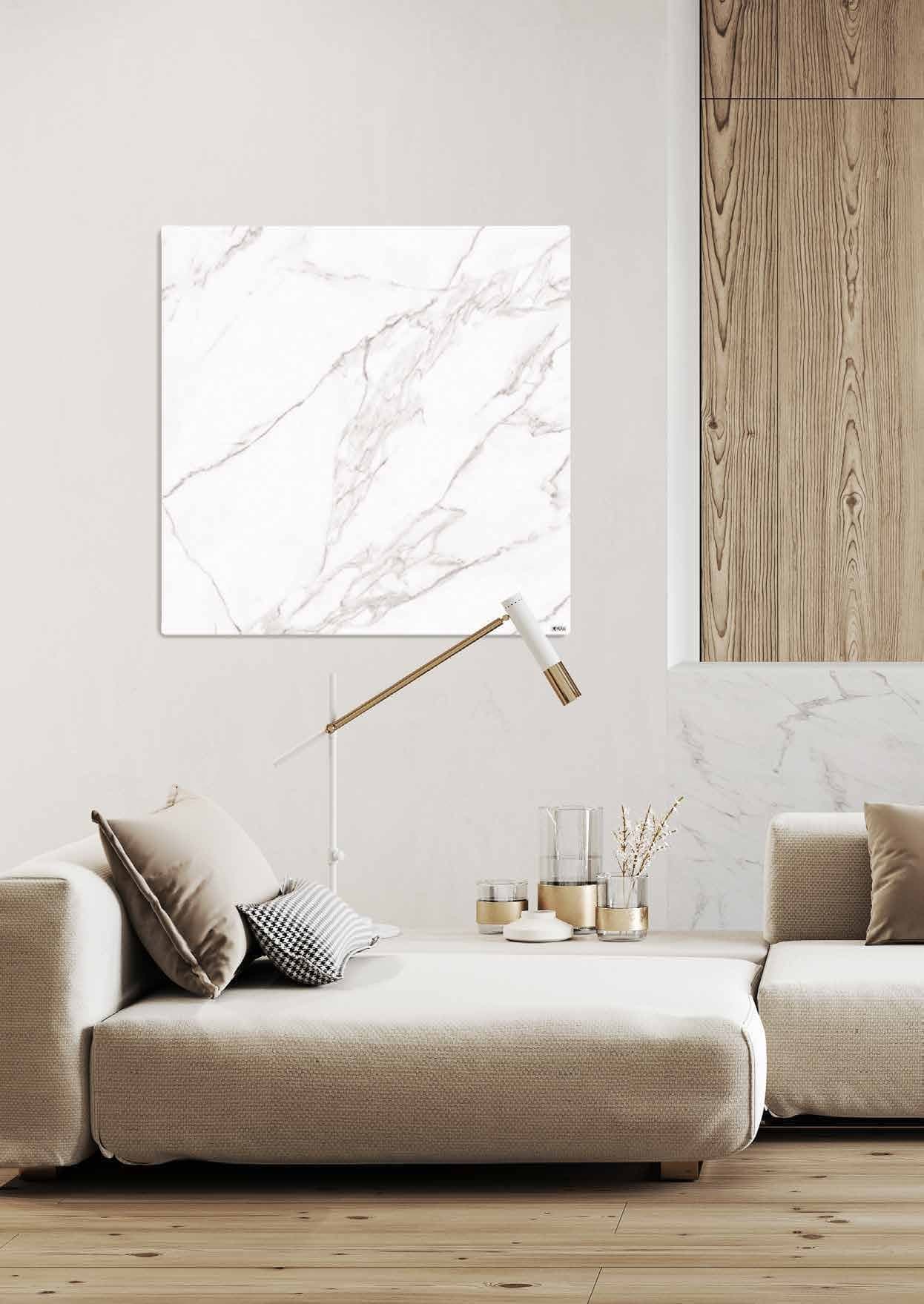 HEAzs Infrarot-Heizpaneel 100 × 100 cm mit 600 Watt, wohnraum calacatta